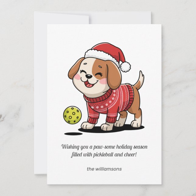 Cartes Pour Fêtes Annuelles Drôle Pickleball Chien de Noël Votre texte personn (Devant)