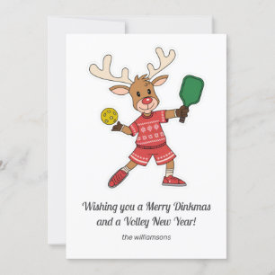 Cartes Pour Fêtes Annuelles Drôle Pickleball Reindeer de Noël, Texte Personnal