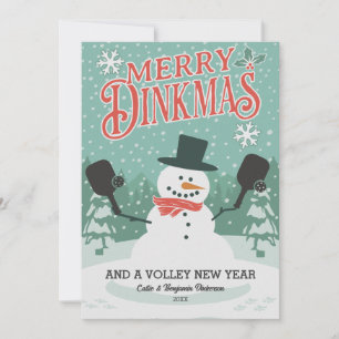 Cartes Pour Fêtes Annuelles Drôle Pickleball Snowman Joyeux Noël Dinkmas