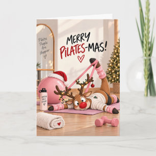 Cartes Pour Fêtes Annuelles Drôle Pilates Noël Merry Pilates-Mas Renne