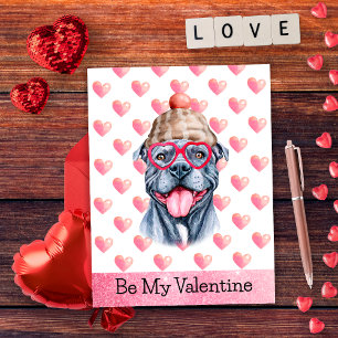 Cartes Pour Fêtes Annuelles Drôle Pitbull Gris Soyez Mon Valentin Chien Saint-