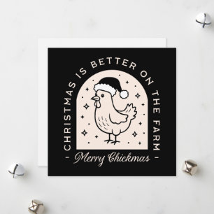 Cartes Pour Fêtes Annuelles Drôle poule punk ferme de Noël noir lunatique