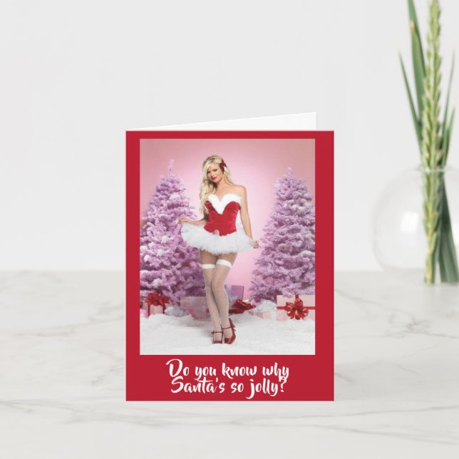 Cartes Pour Fêtes Annuelles Drôle Pourquoi Père Noël si Jolly Noël (Devant)