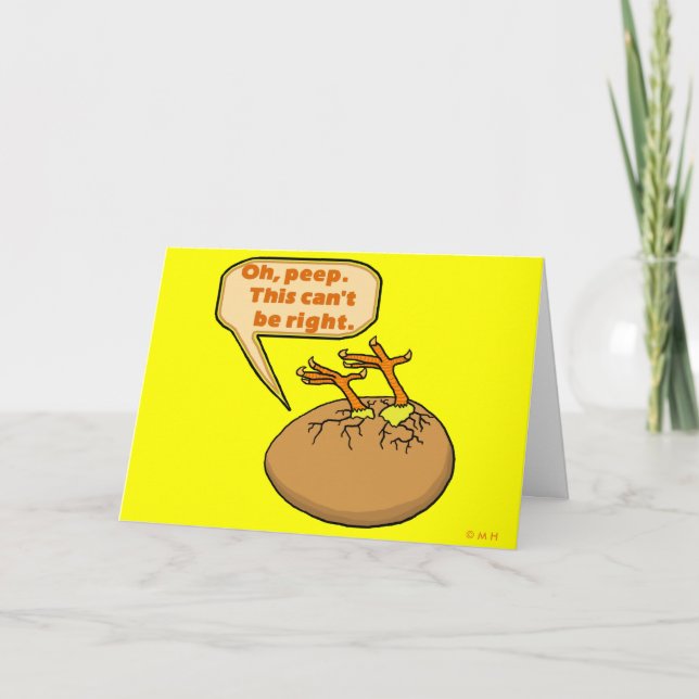 Cartes Pour Fêtes Annuelles Drôle poussin de Pâques dans l'oeuf (Devant)