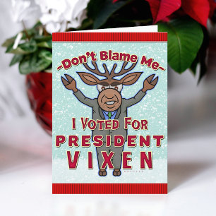Cartes Pour Fêtes Annuelles Drôle Président de Noël Vixen Reindeer Politique
