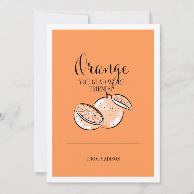 Cartes Pour Fêtes Annuelles Drôle Pun Fruit Orange Valentine Card (Devant)