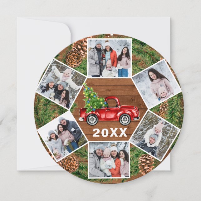 Cartes Pour Fêtes Annuelles Drôle Quelle année Camion rouge Noël 6 PHOTO (Devant)