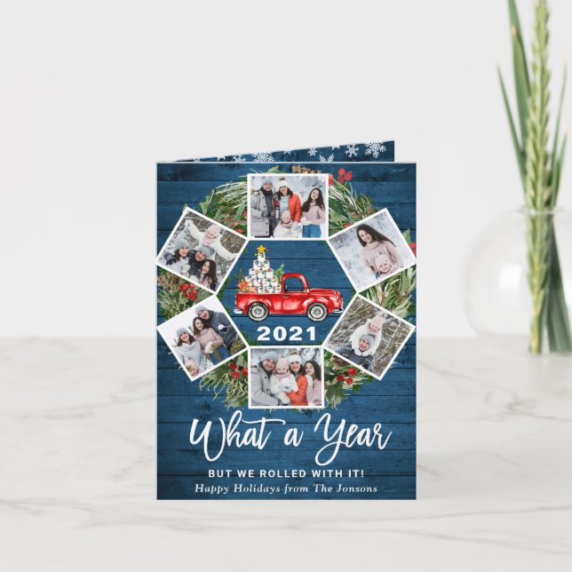 Cartes Pour Fêtes Annuelles Drôle Quelle année Camion rouge Noël 6 PHOTO (Devant)