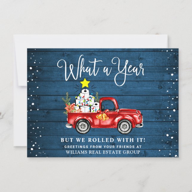 Cartes Pour Fêtes Annuelles Drôle Quelle Année Noël Entreprise (Devant)