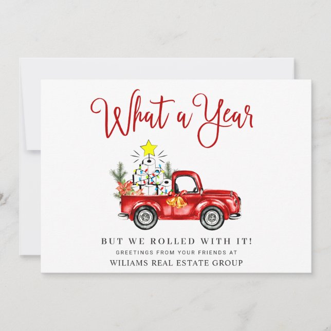 Cartes Pour Fêtes Annuelles Drôle Quelle Année Noël Entreprise (Devant)