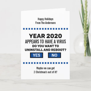 Cartes Pour Fêtes Annuelles Drôle Reboot 2020 Geek d'ordinateur Virus Noël
