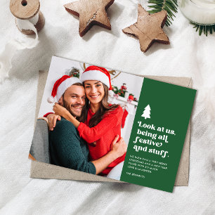 Cartes Pour Fêtes Annuelles Drôle Regardez-nous être Festif Photo de Noël