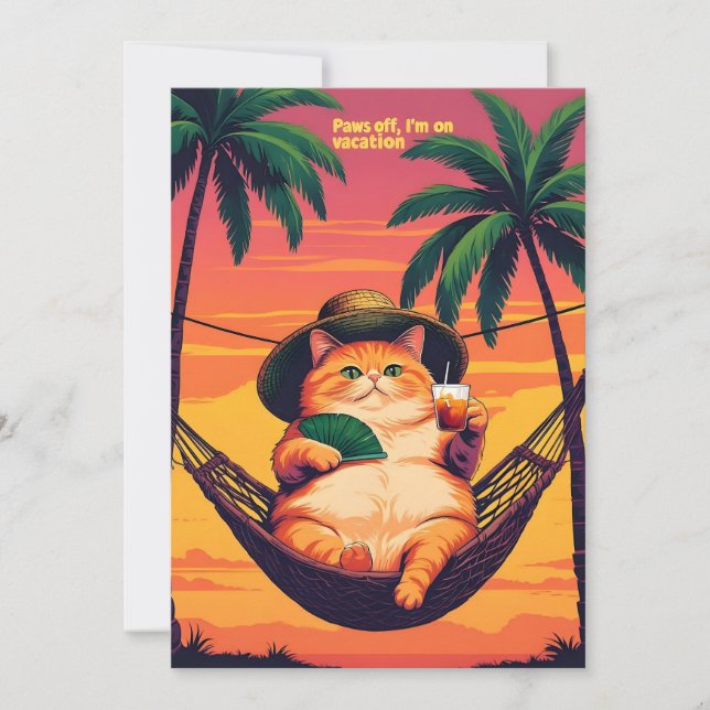 Cartes Pour Fêtes Annuelles Drôle Rétro Vacances de chats d'été (Devant)
