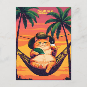Cartes Pour Fêtes Annuelles Drôle Rétro Vacances de chats d'été