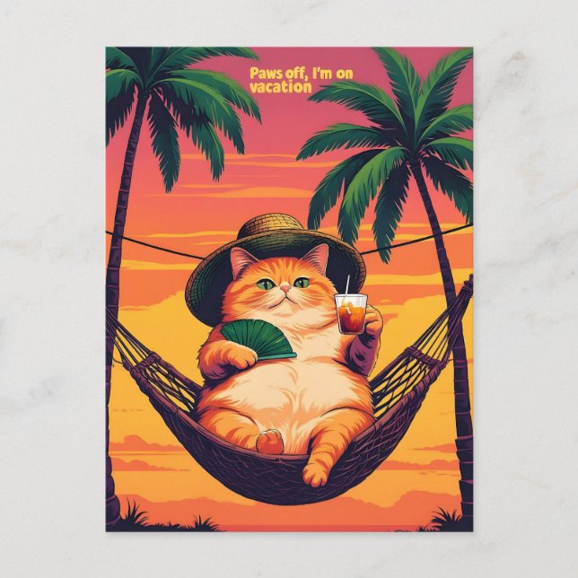 Cartes Pour Fêtes Annuelles Drôle Rétro Vacances de chats d'été (Devant)