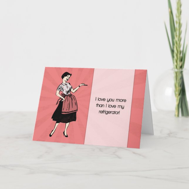 Cartes Pour Fêtes Annuelles Drôle Retro Valentine's Day Card avec dame caricat (Devant)