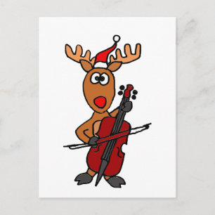 Cartes Pour Fêtes Annuelles Drôle Rindeer Jouer Cello Noël