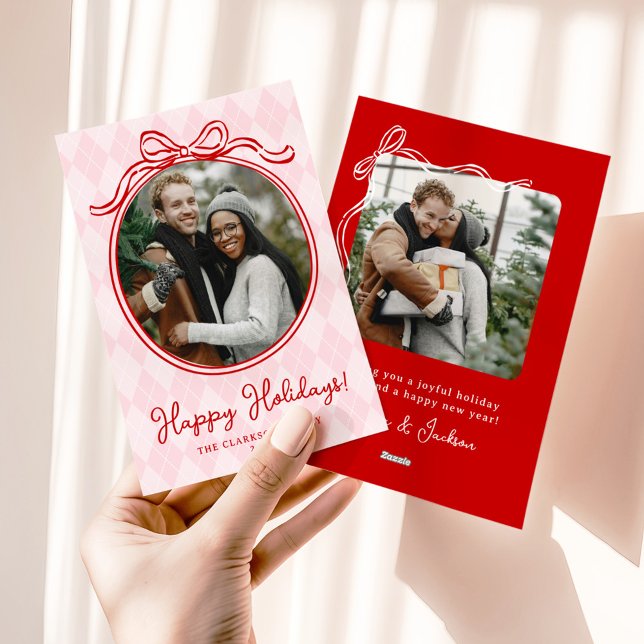 Cartes Pour Fêtes Annuelles Drôle Rose & Rouge Ruban Caprice Joyeuses Fêtes (Créateur téléchargé)