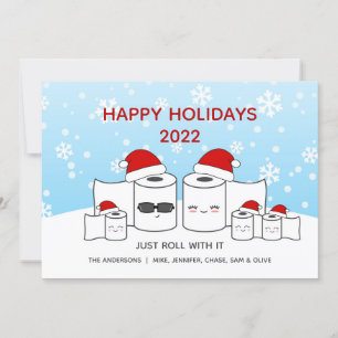 Cartes Pour Fêtes Annuelles Drôle Rouler avec It Toilet Papier Famille de 5