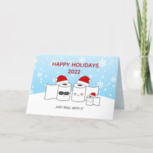 Cartes Pour Fêtes Annuelles Drôle, roulez avec papier toilette Famille de 3