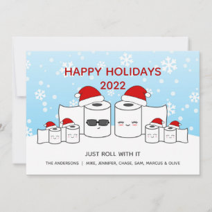 Cartes Pour Fêtes Annuelles Drôle, roulez avec papier toilette Famille de 6
