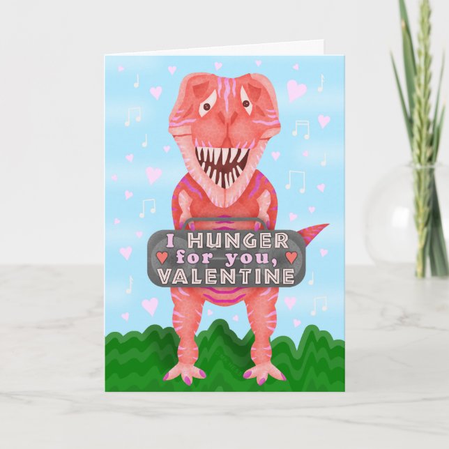 Cartes Pour Fêtes Annuelles Drôle Saint Valentin T Rex Dinosaur Faim mignonne (Devant)