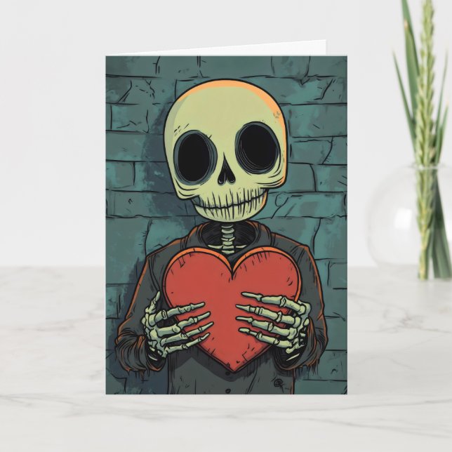 Cartes Pour Fêtes Annuelles Drôle Skeleton Heart Love (Devant)