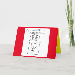 Cartes Pour Fêtes Annuelles Drôle Ski Sport de Noël Cartoon Plaisanterie