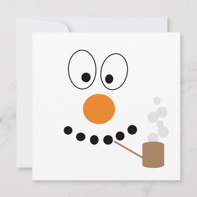 Cartes Pour Fêtes Annuelles Drôle Snowman visage dessin Noël (Devant)