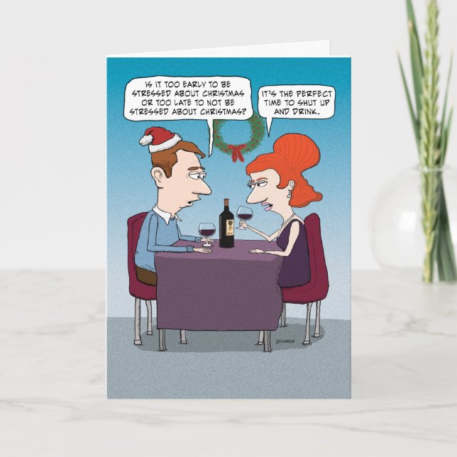 Cartes Pour Fêtes Annuelles Drôle Stress À propos de Noël (Devant)