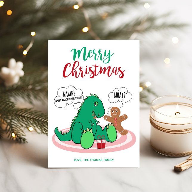 Cartes Pour Fêtes Annuelles Drôle T Rex Dinosaur pain d'épices biscuit Noël (Créateur téléchargé)