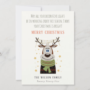 Cartes Pour Fêtes Annuelles Drôle Tangé Travailler Lumières de Noël Reindeer
