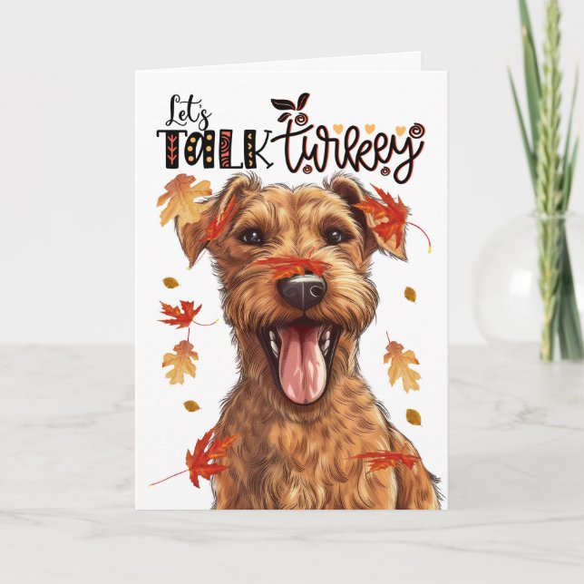 Cartes Pour Fêtes Annuelles Drôle Thanksgiving Terrier irlandais Parlons Turqu (Devant)