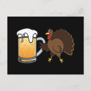 Cartes Pour Fêtes Annuelles Drôle Thanksgiving Turquie et bière réfrigérée