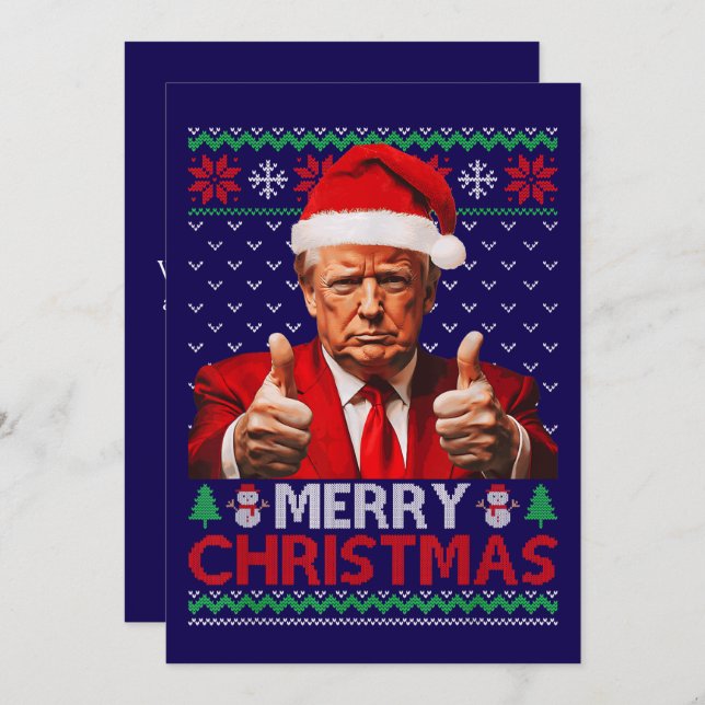 Cartes Pour Fêtes Annuelles Drôle Trump Santa Hat Joyeux Noël Mauvais Cadeau (Devant / Derrière)