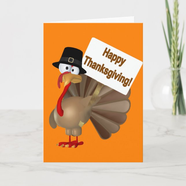 Cartes Pour Fêtes Annuelles Drôle Turquie en disant "Bon thanksgiving !" (Devant)