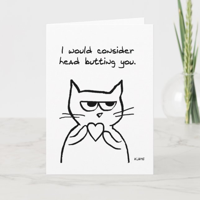 Cartes Pour Fêtes Annuelles Drôle Valentine - Le Chat Peut Peut-Être Vous Aime (Devant)
