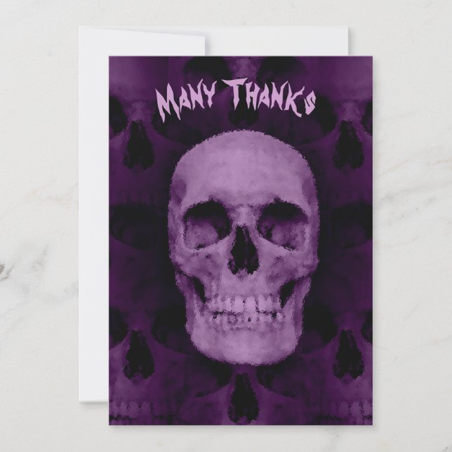 Cartes Pour Fêtes Annuelles Drôle violet Halloween crâne merci beaucoup (Devant)