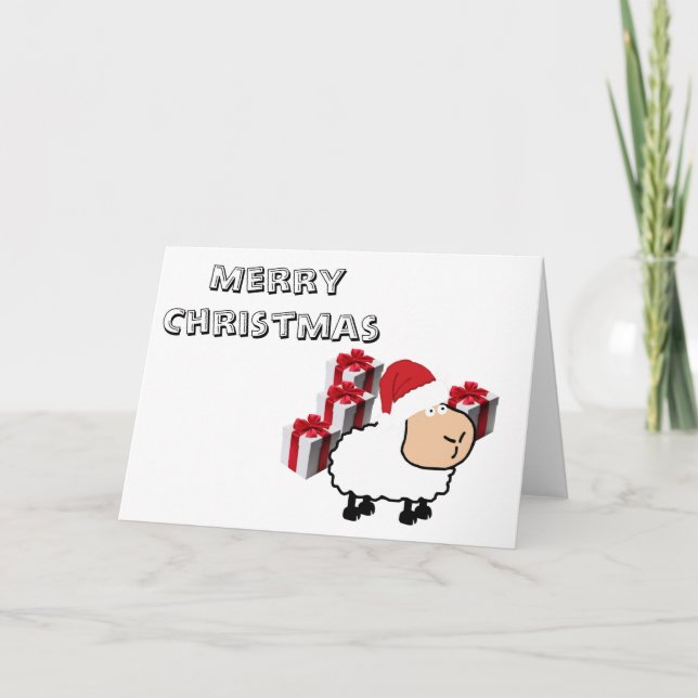 Cartes Pour Fêtes Annuelles Drôle whimsical mignon mouton de Noël (Devant)