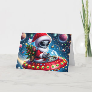 Cartes Pour Fêtes Annuelles Drôles d'aliens UFO auxiliaires de Noël