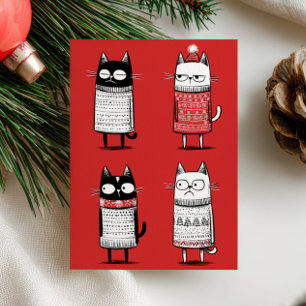 Cartes Pour Fêtes Annuelles Drôles de chats de Noël amateur photo rouge Meowy