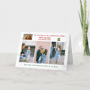 Cartes Pour Fêtes Annuelles Drôles Pattes Positives Chien Chat 4 Photos Minima