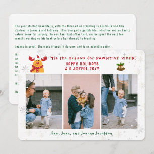 Cartes Pour Fêtes Annuelles Drôles Pattes Positives Rudolph Minimaliste Modern