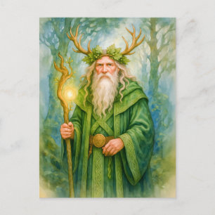 Cartes Pour Fêtes Annuelles druide forestier celtique avec couronne de bois
