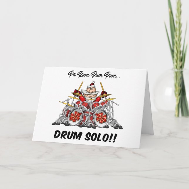 Cartes Pour Fêtes Annuelles Drummer amusant Père Noël Christmas Rock & Roll Dr (Devant)