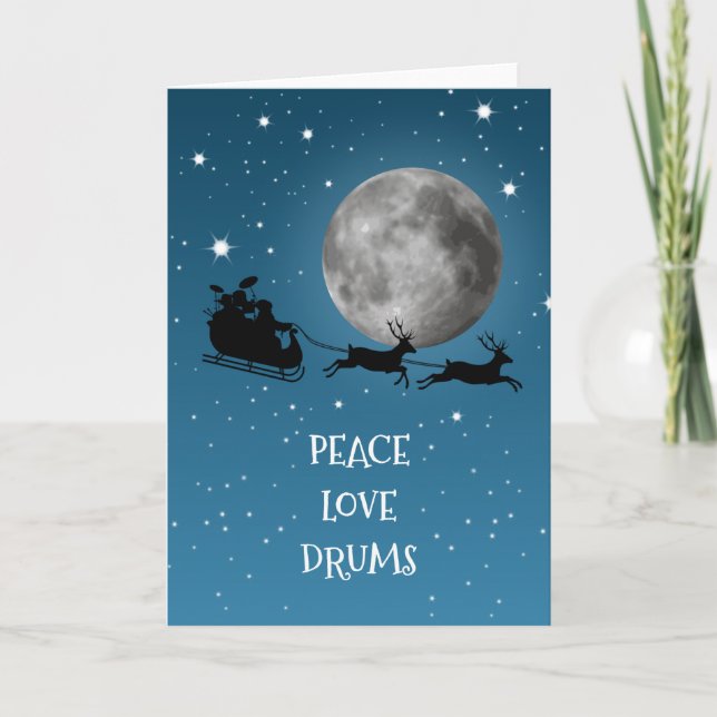 Cartes Pour Fêtes Annuelles Drummer Christmas Peace Love Drums Drumming Music (Devant)