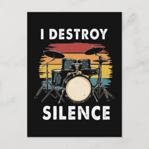 Cartes Pour Fêtes Annuelles Drummer I Destruction Silence Drum