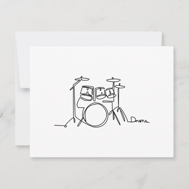 Cartes Pour Fêtes Annuelles Drummer Music Design Drums One-Line (Devant)