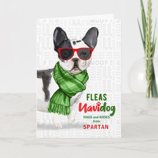 Cartes Pour Fêtes Annuelles Du chien Boston Terrier Fleas NaviDOG (Devant)