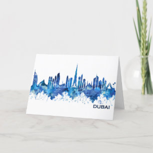 Cartes Pour Fêtes Annuelles Dubaï Skyline Blue